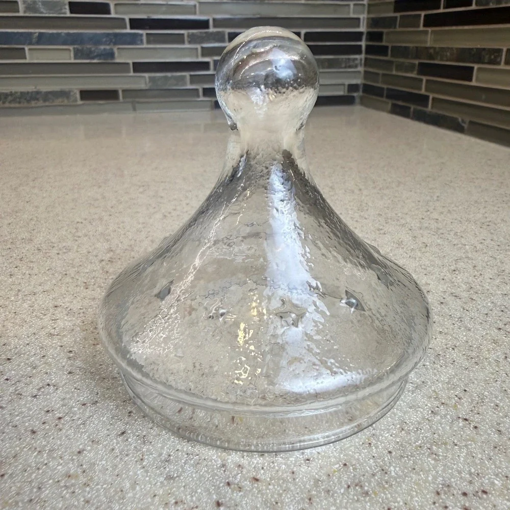 Vintage Clear Glass Apothecary Jar Embossed Eagle Star Lid Textured Patriotic